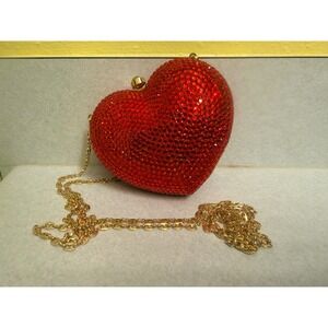 J. Tiras Heart Red Rhinestone Evening Bah Purse